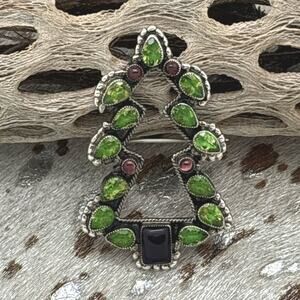 1990s LEO FEENEY For DON LUCAS Peridot Garnet & Amethyst Christmas Tree Pin